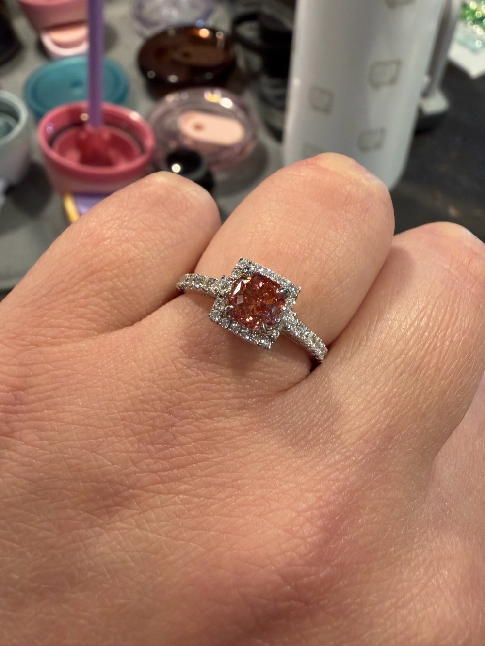 Pink diamond ring
